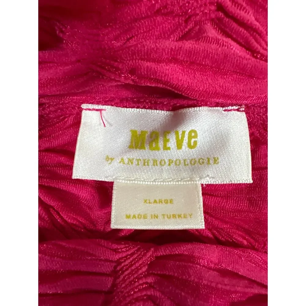 Anthropologie Textured Long Sleeve Top XL Pink Mock Neck